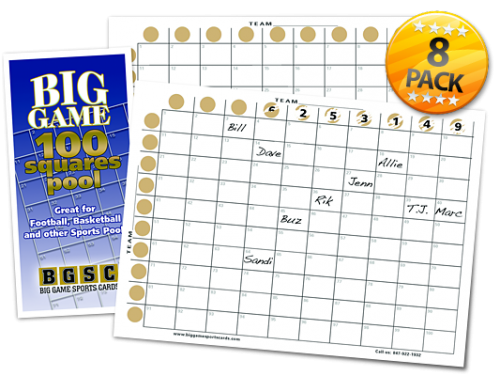 Big Game 100 Squares Pool 8-pack
